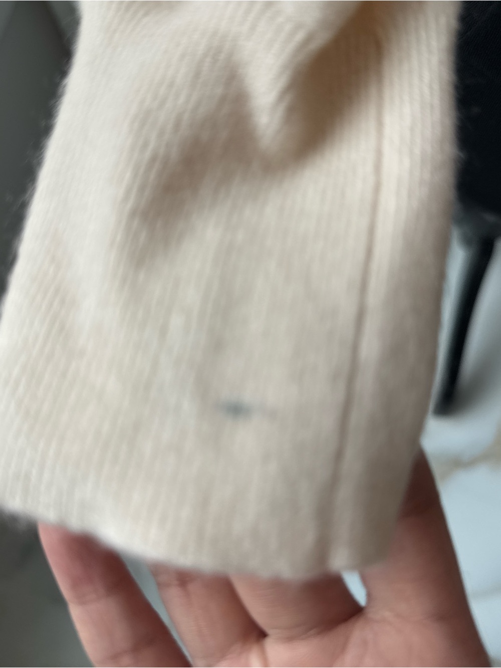 Express Cream Ribbed Neck Top - Picture 4 of 4